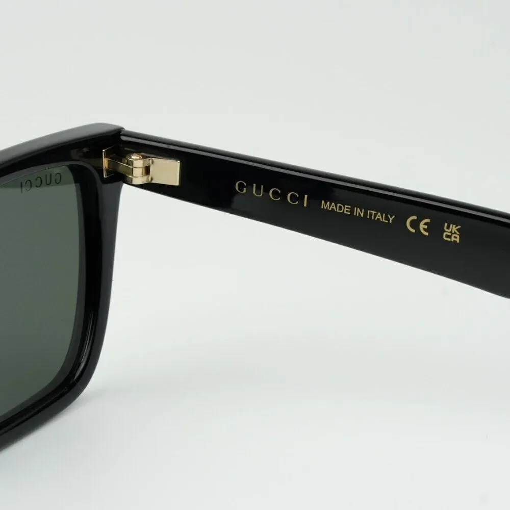 NEW Gucci GG1539S 001 Black Grey Unisex Rectangle Sunglasses GG 1539S